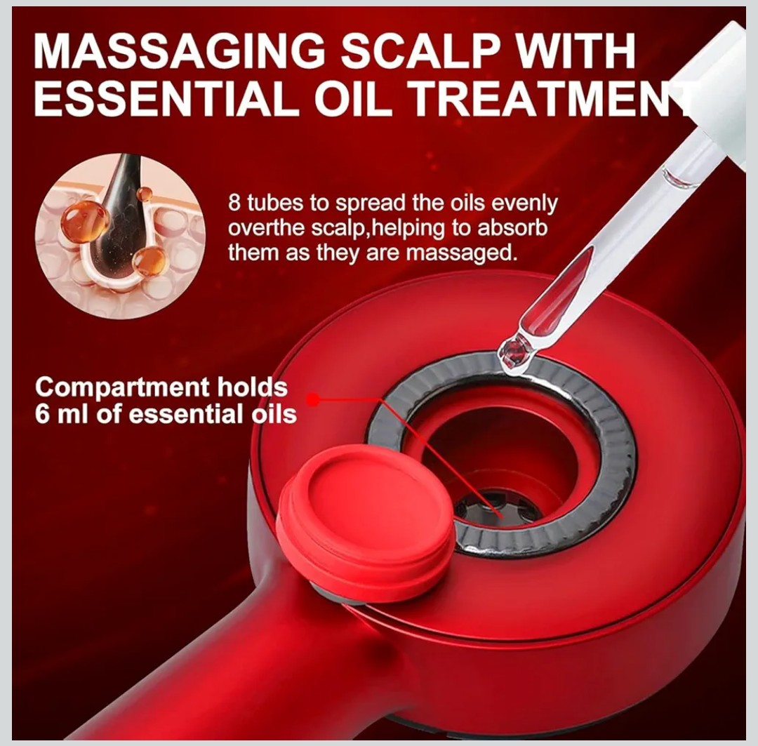 Electric Scalp Massager & Hair Care Brush – Essential Oil Infusion | Deep Relaxation | Promotes Hair Growth & Healthy Scalp
