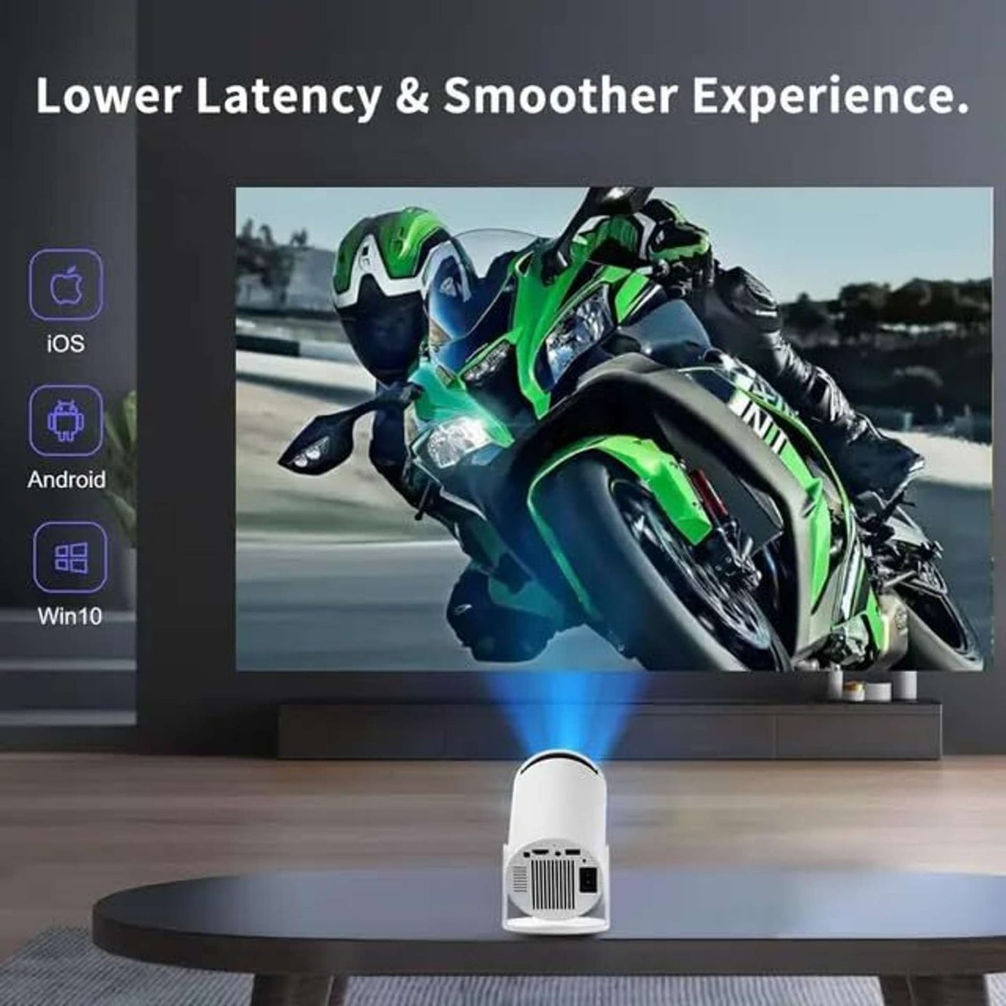 Patronics beem 440 Smart LED Projector with 4k Resolution, Rotatable Design, Built-in Streaming Apps (Netflix, Prime Video, Hotstar), 2000 Lumens, Screen Mirroring, 3 Watts Speaker (White)