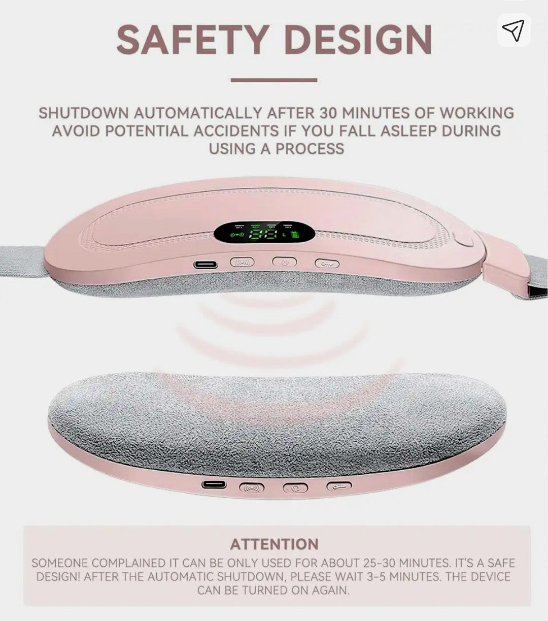 Premium Electric Heating Belt with Adjustable Massage & Temperature Control – For Menstrual Pain, Back Pain & Cramps Relief